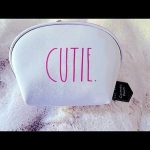 Rea Dunn MakeUp Bag, White & Pink, CUTIE Two sides